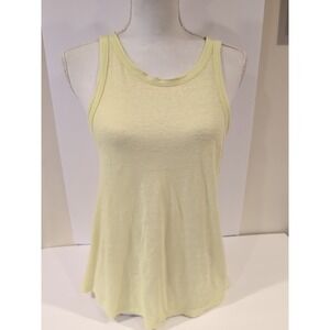 Lou & Grey Womens Tank Top Size M Yellow 100% Linen Sleeveless Round Neck